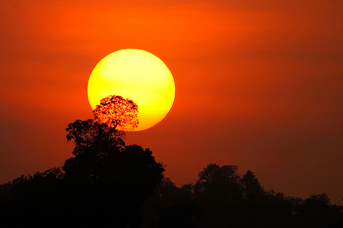 Telephoto sunset
